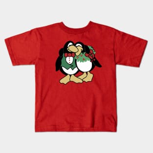 Christmas Penguin Couple In Love Kids T-Shirt